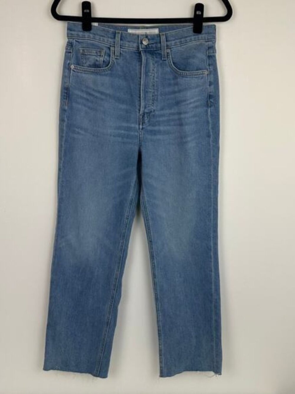 Frank & Eileen Womens Monaghan Button-Fly High Rise Straight Light Wash Jeans 28